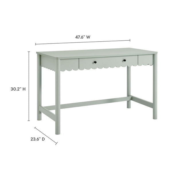 Modway Furniture Emmeline Scallop Writing Desk - Modern Farmhouse Style with Charming Design & Functional Storage Sage EEI-7155-SGE