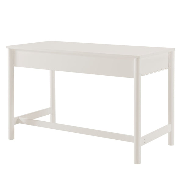 Modway Furniture Emmeline Scallop Writing Desk - Modern Farmhouse Style with Charming Design & Functional Storage White EEI-7155-WHI