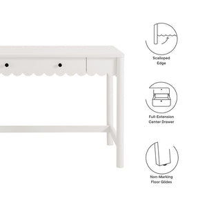 Modway Furniture Emmeline Scallop Writing Desk - Modern Farmhouse Style with Charming Design & Functional Storage White EEI-7155-WHI