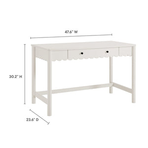 Modway Furniture Emmeline Scallop Writing Desk - Modern Farmhouse Style with Charming Design & Functional Storage White EEI-7155-WHI