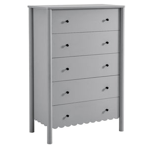 Modway Furniture Emmeline Scalloped 5-Drawer Chest – Modern Elegance for Organized Storage in Any Room Space Light Gray EEI-7156-LGR