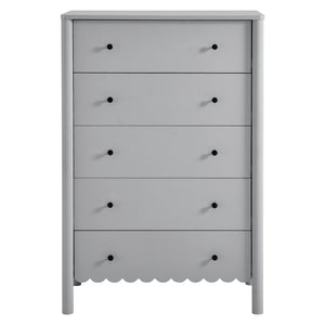 Modway Furniture Emmeline Scalloped 5-Drawer Chest – Modern Elegance for Organized Storage in Any Room Space Light Gray EEI-7156-LGR