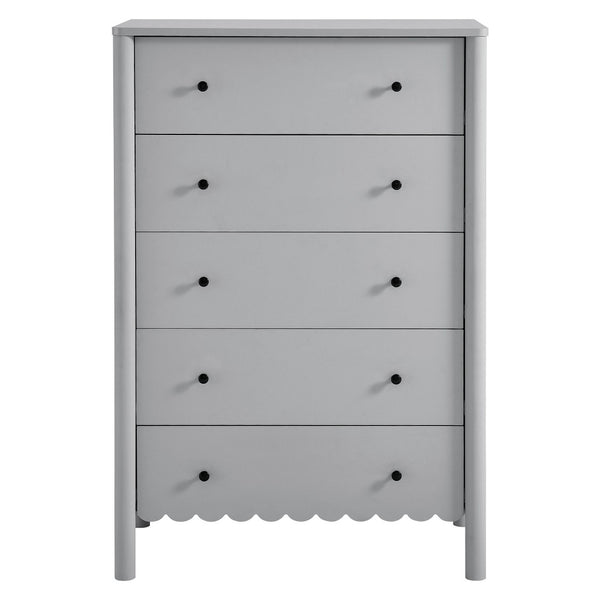 Modway Furniture Emmeline Scalloped 5-Drawer Chest – Modern Elegance for Organized Storage in Any Room Space Light Gray EEI-7156-LGR