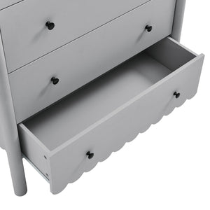 Modway Furniture Emmeline Scalloped 5-Drawer Chest – Modern Elegance for Organized Storage in Any Room Space Light Gray EEI-7156-LGR