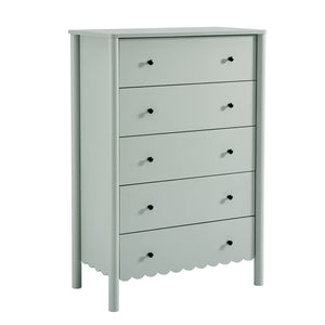 Modway Furniture Emmeline Scalloped 5-Drawer Chest – Modern Elegance for Organized Storage in Any Room Space Sage EEI-7156-SGE