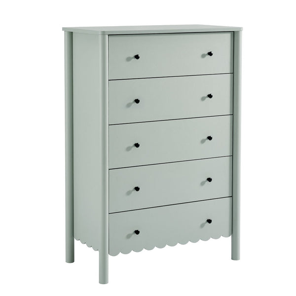 Modway Furniture Emmeline Scalloped 5-Drawer Chest – Modern Elegance for Organized Storage in Any Room Space Sage EEI-7156-SGE