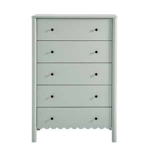 Modway Furniture Emmeline Scalloped 5-Drawer Chest – Modern Elegance for Organized Storage in Any Room Space Sage EEI-7156-SGE