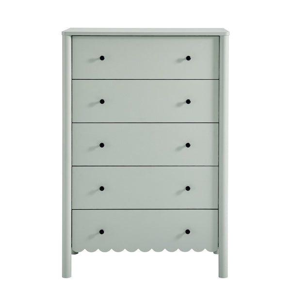 Modway Furniture Emmeline Scalloped 5-Drawer Chest – Modern Elegance for Organized Storage in Any Room Space Sage EEI-7156-SGE