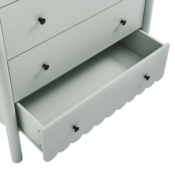 Modway Furniture Emmeline Scalloped 5-Drawer Chest – Modern Elegance for Organized Storage in Any Room Space Sage EEI-7156-SGE