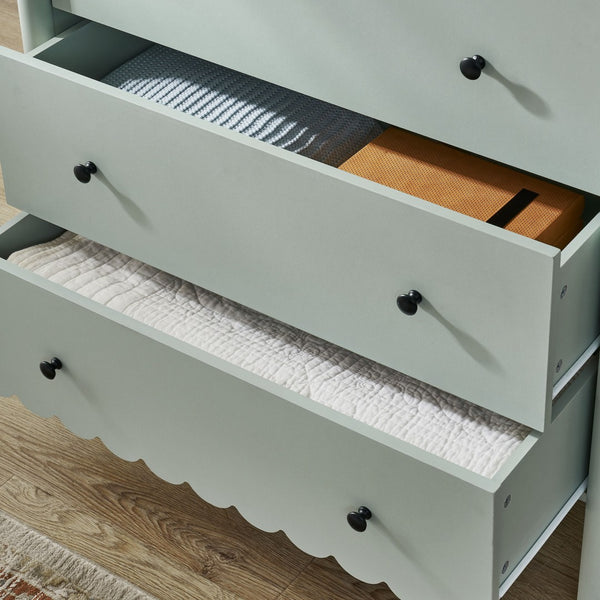 Modway Furniture Emmeline Scalloped 5-Drawer Chest – Modern Elegance for Organized Storage in Any Room Space Sage EEI-7156-SGE