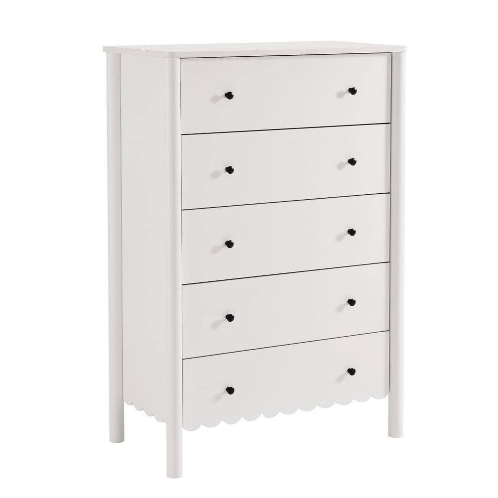 Modway Furniture Emmeline Scalloped 5-Drawer Chest – Modern Elegance for Organized Storage in Any Room Space White EEI-7156-WHI