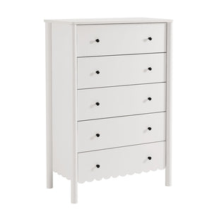 Modway Furniture Emmeline Scalloped 5-Drawer Chest – Modern Elegance for Organized Storage in Any Room Space White EEI-7156-WHI