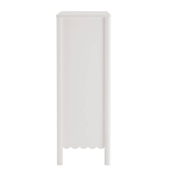 Modway Furniture Emmeline Scalloped 5-Drawer Chest – Modern Elegance for Organized Storage in Any Room Space White EEI-7156-WHI