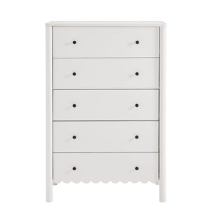 Modway Furniture Emmeline Scalloped 5-Drawer Chest – Modern Elegance for Organized Storage in Any Room Space White EEI-7156-WHI