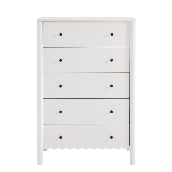 Modway Furniture Emmeline Scalloped 5-Drawer Chest – Modern Elegance for Organized Storage in Any Room Space White EEI-7156-WHI