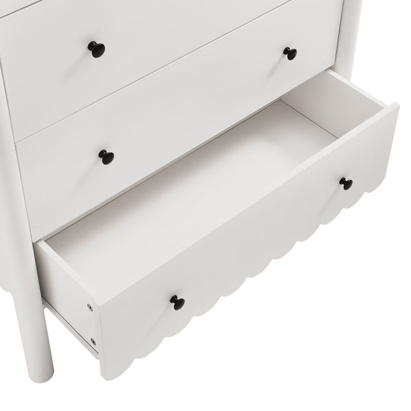 Modway Furniture Emmeline Scalloped 5-Drawer Chest – Modern Elegance for Organized Storage in Any Room Space White EEI-7156-WHI