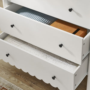 Modway Furniture Emmeline Scalloped 5-Drawer Chest – Modern Elegance for Organized Storage in Any Room Space White EEI-7156-WHI