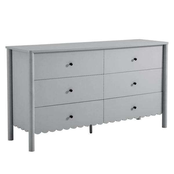 Modway Furniture Emmeline Scalloped 6-Drawer Dresser - Modern Design with Smooth Storage for Chic Interiors Light Gray EEI-7157-LGR
