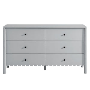 Modway Furniture Emmeline Scalloped 6-Drawer Dresser - Modern Design with Smooth Storage for Chic Interiors Light Gray EEI-7157-LGR