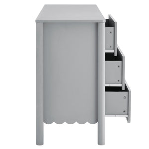 Modway Furniture Emmeline Scalloped 6-Drawer Dresser - Modern Design with Smooth Storage for Chic Interiors Light Gray EEI-7157-LGR