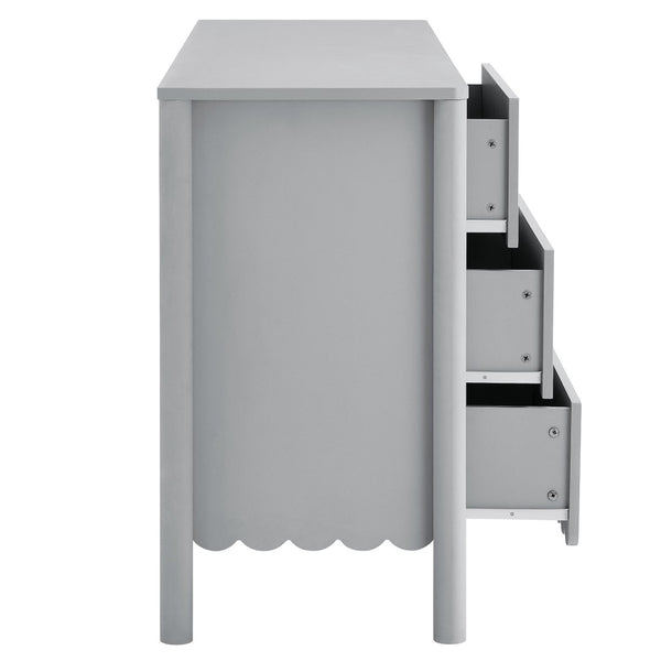 Modway Furniture Emmeline Scalloped 6-Drawer Dresser - Modern Design with Smooth Storage for Chic Interiors Light Gray EEI-7157-LGR