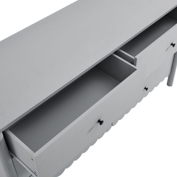 Modway Furniture Emmeline Scalloped 6-Drawer Dresser - Modern Design with Smooth Storage for Chic Interiors Light Gray EEI-7157-LGR