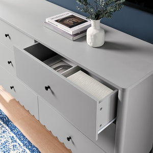 Modway Furniture Emmeline Scalloped 6-Drawer Dresser - Modern Design with Smooth Storage for Chic Interiors Light Gray EEI-7157-LGR