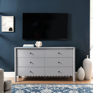 Modway Furniture Emmeline Scalloped 6-Drawer Dresser - Modern Design with Smooth Storage for Chic Interiors Light Gray EEI-7157-LGR