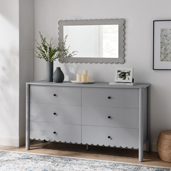Modway Furniture Emmeline Scalloped 6-Drawer Dresser - Modern Design with Smooth Storage for Chic Interiors Light Gray EEI-7157-LGR