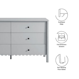 Modway Furniture Emmeline Scalloped 6-Drawer Dresser - Modern Design with Smooth Storage for Chic Interiors Light Gray EEI-7157-LGR
