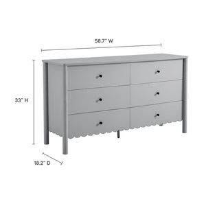 Modway Furniture Emmeline Scalloped 6-Drawer Dresser - Modern Design with Smooth Storage for Chic Interiors Light Gray EEI-7157-LGR