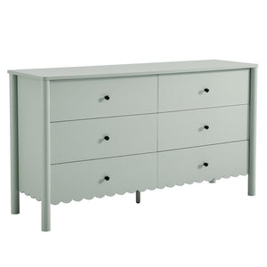 Modway Furniture Emmeline Scalloped 6-Drawer Dresser - Modern Design with Smooth Storage for Chic Interiors Sage EEI-7157-SGE