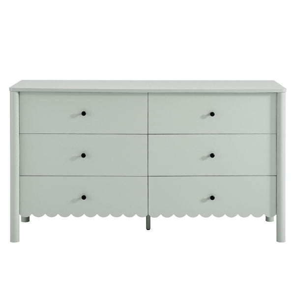 Modway Furniture Emmeline Scalloped 6-Drawer Dresser - Modern Design with Smooth Storage for Chic Interiors Sage EEI-7157-SGE