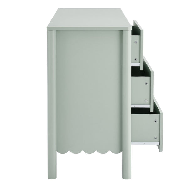 Modway Furniture Emmeline Scalloped 6-Drawer Dresser - Modern Design with Smooth Storage for Chic Interiors Sage EEI-7157-SGE