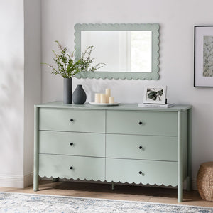 Modway Furniture Emmeline Scalloped 6-Drawer Dresser - Modern Design with Smooth Storage for Chic Interiors Sage EEI-7157-SGE