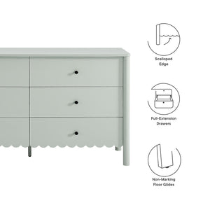 Modway Furniture Emmeline Scalloped 6-Drawer Dresser - Modern Design with Smooth Storage for Chic Interiors Sage EEI-7157-SGE