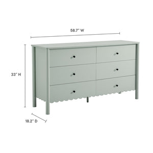 Modway Furniture Emmeline Scalloped 6-Drawer Dresser - Modern Design with Smooth Storage for Chic Interiors Sage EEI-7157-SGE