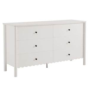 Modway Furniture Emmeline Scalloped 6-Drawer Dresser - Modern Design with Smooth Storage for Chic Interiors White EEI-7157-WHI