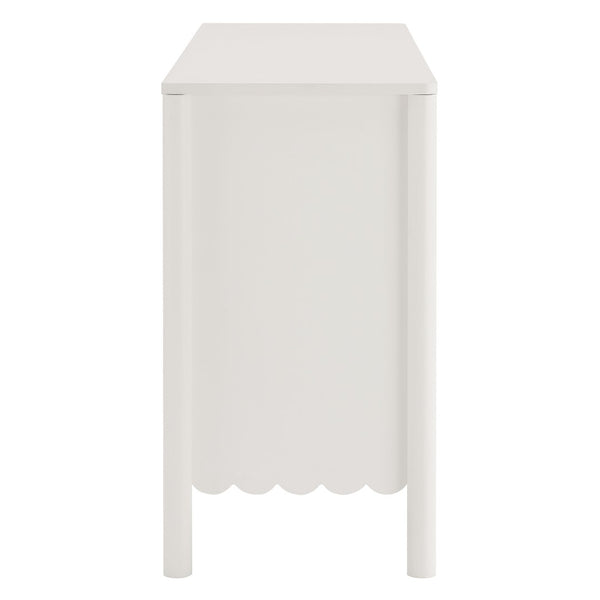Modway Furniture Emmeline Scalloped 6-Drawer Dresser - Modern Design with Smooth Storage for Chic Interiors White EEI-7157-WHI