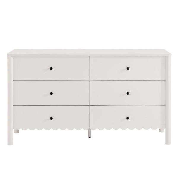 Modway Furniture Emmeline Scalloped 6-Drawer Dresser - Modern Design with Smooth Storage for Chic Interiors White EEI-7157-WHI