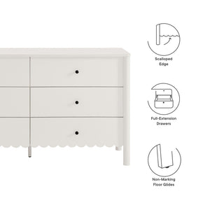 Modway Furniture Emmeline Scalloped 6-Drawer Dresser - Modern Design with Smooth Storage for Chic Interiors White EEI-7157-WHI