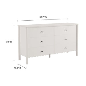 Modway Furniture Emmeline Scalloped 6-Drawer Dresser - Modern Design with Smooth Storage for Chic Interiors White EEI-7157-WHI