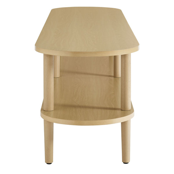 Modway Furniture Torus Oval Wood TV Stand by Modway - Modern Minimalist Design with Open Shelves for Stylish Storage Light Oak EEI-7158-OAK