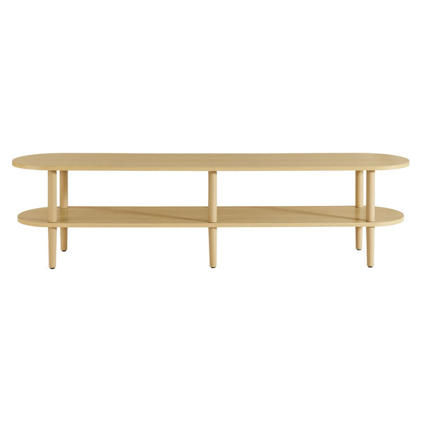 Modway Furniture Torus Oval Wood TV Stand by Modway - Modern Minimalist Design with Open Shelves for Stylish Storage Light Oak EEI-7158-OAK