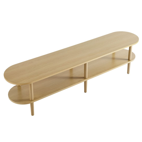 Modway Furniture Torus Oval Wood TV Stand by Modway - Modern Minimalist Design with Open Shelves for Stylish Storage Light Oak EEI-7158-OAK