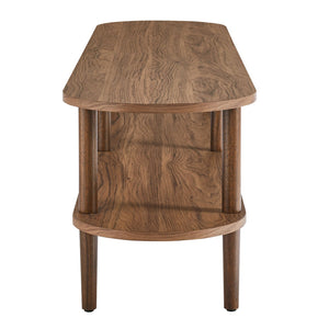 Modway Furniture Torus Oval Wood TV Stand by Modway - Modern Minimalist Design with Open Shelves for Stylish Storage Walnut EEI-7158-WAL