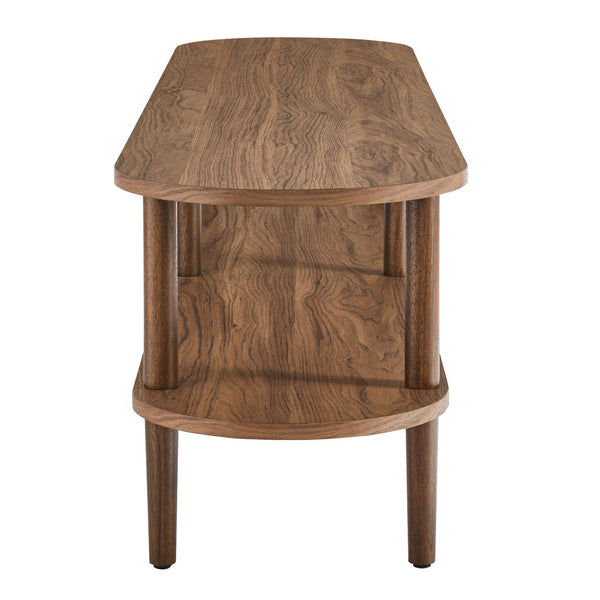 Modway Furniture Torus Oval Wood TV Stand by Modway - Modern Minimalist Design with Open Shelves for Stylish Storage Walnut EEI-7158-WAL