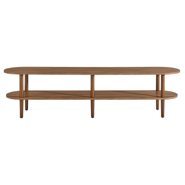 Modway Furniture Torus Oval Wood TV Stand by Modway - Modern Minimalist Design with Open Shelves for Stylish Storage Walnut EEI-7158-WAL