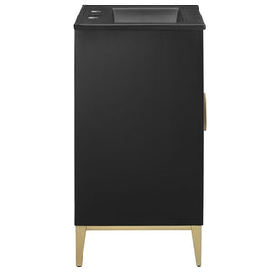 Modway Furniture Beau 24" Wood Bathroom Vanity with Black Basin, Brass Pulls & Modern Design for Chic Spaces EEI-7160-BLK-BLK