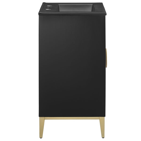 Modway Furniture Beau 24" Wood Bathroom Vanity with Black Basin, Brass Pulls & Modern Design for Chic Spaces EEI-7160-BLK-BLK